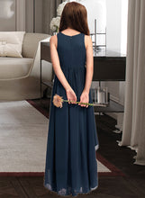 Load image into Gallery viewer, Catherine A-Line Scoop Neck Asymmetrical Chiffon Junior Bridesmaid Dress XXCP0013384