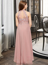 Load image into Gallery viewer, Casey A-Line Scoop Neck Asymmetrical Chiffon Lace Junior Bridesmaid Dress XXCP0013388