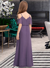 Load image into Gallery viewer, Ashtyn A-Line V-neck Floor-Length Chiffon Junior Bridesmaid Dress XXCP0013390