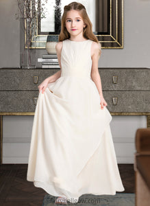 Skylar A-Line Scoop Neck Floor-Length Chiffon Junior Bridesmaid Dress With Cascading Ruffles XXCP0013394