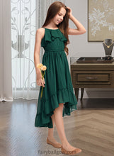 Load image into Gallery viewer, Ryan A-Line Scoop Neck Asymmetrical Chiffon Junior Bridesmaid Dress With Cascading Ruffles XXCP0013395