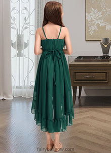 Ryan A-Line Scoop Neck Asymmetrical Chiffon Junior Bridesmaid Dress With Cascading Ruffles XXCP0013395