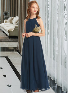 Melanie A-Line Scoop Neck Floor-Length Chiffon Junior Bridesmaid Dress With Ruffle XXCP0013397