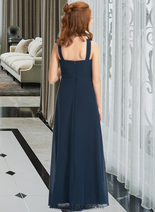 Melanie A-Line Scoop Neck Floor-Length Chiffon Junior Bridesmaid Dress With Ruffle XXCP0013397