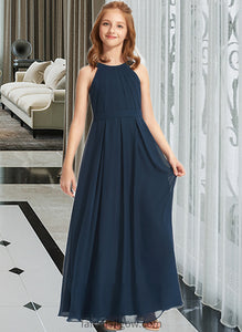 Melanie A-Line Scoop Neck Floor-Length Chiffon Junior Bridesmaid Dress With Ruffle XXCP0013397