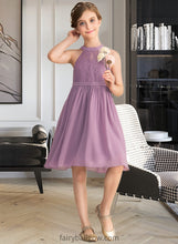 Load image into Gallery viewer, Micaela A-Line Scoop Neck Knee-Length Chiffon Lace Junior Bridesmaid Dress XXCP0013401