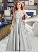 Load image into Gallery viewer, Jamiya Ball-Gown/Princess Off-the-Shoulder Floor-Length Satin Junior Bridesmaid Dress XXCP0013404