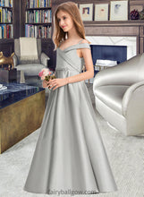 Load image into Gallery viewer, Jamiya Ball-Gown/Princess Off-the-Shoulder Floor-Length Satin Junior Bridesmaid Dress XXCP0013404