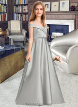 Load image into Gallery viewer, Jamiya Ball-Gown/Princess Off-the-Shoulder Floor-Length Satin Junior Bridesmaid Dress XXCP0013404