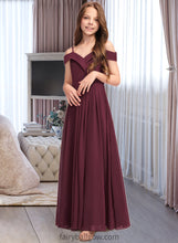 Load image into Gallery viewer, Amy A-Line Off-the-Shoulder Floor-Length Chiffon Junior Bridesmaid Dress XXCP0013408