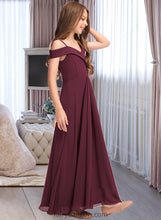 Load image into Gallery viewer, Amy A-Line Off-the-Shoulder Floor-Length Chiffon Junior Bridesmaid Dress XXCP0013408