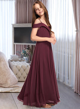 Load image into Gallery viewer, Amy A-Line Off-the-Shoulder Floor-Length Chiffon Junior Bridesmaid Dress XXCP0013408