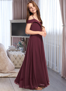 Amy A-Line Off-the-Shoulder Floor-Length Chiffon Junior Bridesmaid Dress XXCP0013408