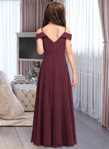 Amy A-Line Off-the-Shoulder Floor-Length Chiffon Junior Bridesmaid Dress XXCP0013408