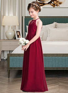 Alani A-Line Scoop Neck Floor-Length Chiffon Junior Bridesmaid Dress XXCP0013412