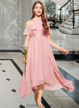 Load image into Gallery viewer, Chloe A-Line Scoop Neck Tea-Length Chiffon Lace Junior Bridesmaid Dress XXCP0013414