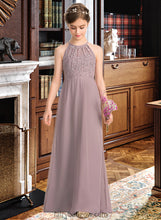 Load image into Gallery viewer, Jan A-LineScoopNeckFloor-LengthChiffonLaceJuniorBridesmaidDressWithRuffle#173272 XXCP0013416