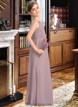 Load image into Gallery viewer, Jan A-LineScoopNeckFloor-LengthChiffonLaceJuniorBridesmaidDressWithRuffle#173272 XXCP0013416