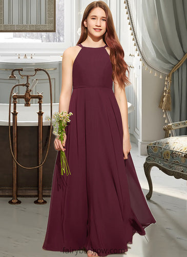 Angelica A-Line Scoop Neck Floor-Length Chiffon Junior Bridesmaid Dress XXCP0013418