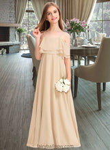 Load image into Gallery viewer, Nita A-Line Off-the-Shoulder Floor-Length Chiffon Junior Bridesmaid Dress With Cascading Ruffles XXCP0013419