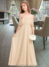 Load image into Gallery viewer, Nita A-Line Off-the-Shoulder Floor-Length Chiffon Junior Bridesmaid Dress With Cascading Ruffles XXCP0013419