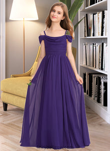 Jennifer A-Line Off-the-Shoulder Floor-Length Chiffon Junior Bridesmaid Dress With Ruffle XXCP0013421