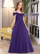 Load image into Gallery viewer, Jennifer A-Line Off-the-Shoulder Floor-Length Chiffon Junior Bridesmaid Dress With Ruffle XXCP0013421