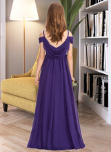 Load image into Gallery viewer, Jennifer A-Line Off-the-Shoulder Floor-Length Chiffon Junior Bridesmaid Dress With Ruffle XXCP0013421