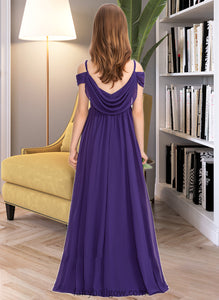 Jennifer A-Line Off-the-Shoulder Floor-Length Chiffon Junior Bridesmaid Dress With Ruffle XXCP0013421