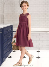 Load image into Gallery viewer, Hedda A-LineScoopNeckKnee-LengthChiffonLaceJuniorBridesmaidDress#165020 XXCP0013423