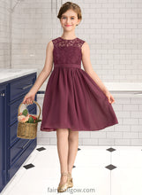 Load image into Gallery viewer, Hedda A-LineScoopNeckKnee-LengthChiffonLaceJuniorBridesmaidDress#165020 XXCP0013423