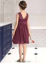 Load image into Gallery viewer, Hedda A-LineScoopNeckKnee-LengthChiffonLaceJuniorBridesmaidDress#165020 XXCP0013423