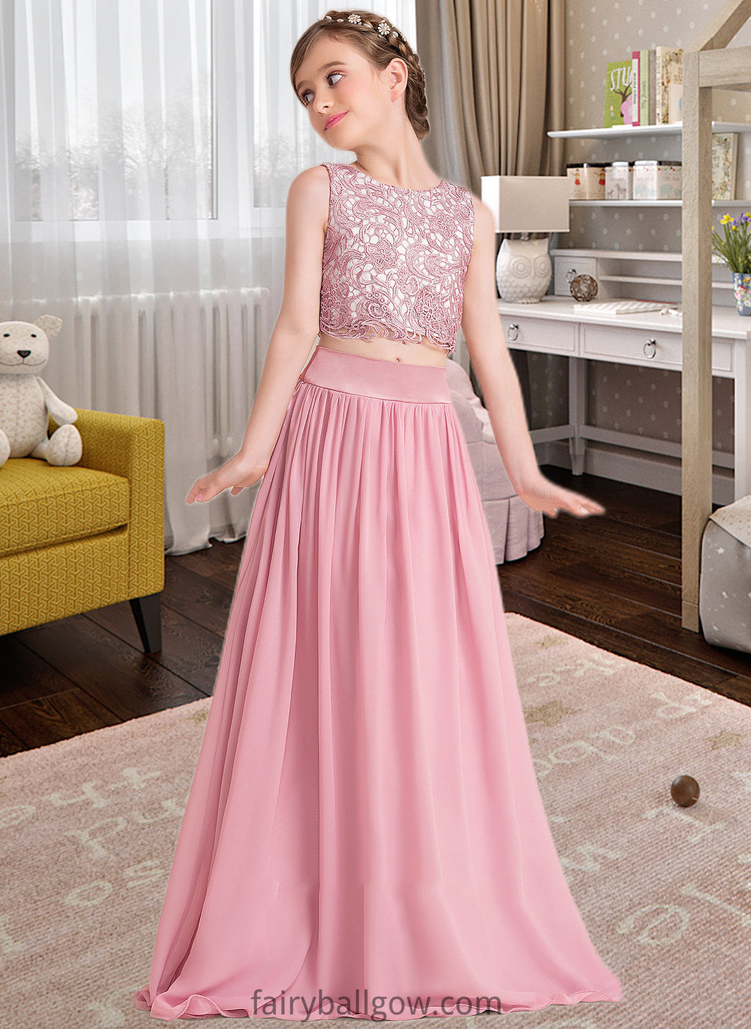 Fernanda A-LineScoopNeckFloor-LengthChiffonJuniorBridesmaidDress#130498 XXCP0013424