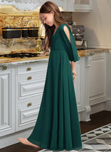 Load image into Gallery viewer, Zoey A-Line V-neck Floor-Length Chiffon Junior Bridesmaid Dress With Ruffles XXCP0013427