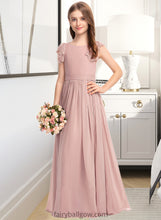 Load image into Gallery viewer, Katelynn A-Line Scoop Neck Floor-Length Chiffon Lace Junior Bridesmaid Dress With Bow(s) XXCP0013429