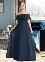 Load image into Gallery viewer, Noelle A-Line Off-the-Shoulder Floor-Length Chiffon Junior Bridesmaid Dress With Cascading Ruffles XXCP0013431