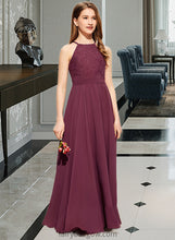 Load image into Gallery viewer, Heidi A-Line Square Neckline Floor-Length Chiffon Lace Junior Bridesmaid Dress XXCP0013434