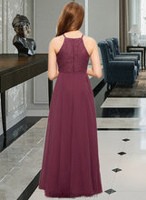 Load image into Gallery viewer, Heidi A-Line Square Neckline Floor-Length Chiffon Lace Junior Bridesmaid Dress XXCP0013434