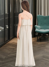 Load image into Gallery viewer, Danika A-Line V-neck Floor-Length Chiffon Junior Bridesmaid Dress XXCP0013435