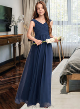 Load image into Gallery viewer, Dylan A-Line Off-the-Shoulder Floor-Length Chiffon Junior Bridesmaid Dress With Ruffles XXCP0013436