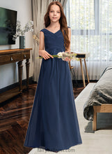 Load image into Gallery viewer, Dylan A-Line Off-the-Shoulder Floor-Length Chiffon Junior Bridesmaid Dress With Ruffles XXCP0013436