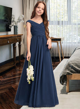 Load image into Gallery viewer, Dylan A-Line Off-the-Shoulder Floor-Length Chiffon Junior Bridesmaid Dress With Ruffles XXCP0013436