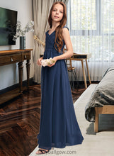 Load image into Gallery viewer, Dylan A-Line Off-the-Shoulder Floor-Length Chiffon Junior Bridesmaid Dress With Ruffles XXCP0013436