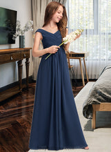 Load image into Gallery viewer, Dylan A-Line Off-the-Shoulder Floor-Length Chiffon Junior Bridesmaid Dress With Ruffles XXCP0013436