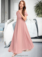 Load image into Gallery viewer, Shyanne A-Line V-neck Floor-Length Chiffon Junior Bridesmaid Dress With Ruffle XXCP0013437