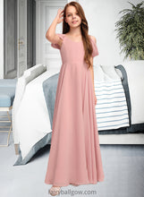 Load image into Gallery viewer, Shyanne A-Line V-neck Floor-Length Chiffon Junior Bridesmaid Dress With Ruffle XXCP0013437