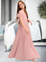 Load image into Gallery viewer, Shyanne A-Line V-neck Floor-Length Chiffon Junior Bridesmaid Dress With Ruffle XXCP0013437