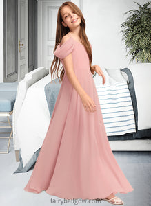 Shyanne A-Line V-neck Floor-Length Chiffon Junior Bridesmaid Dress With Ruffle XXCP0013437