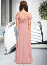 Load image into Gallery viewer, Shyanne A-Line V-neck Floor-Length Chiffon Junior Bridesmaid Dress With Ruffle XXCP0013437