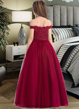 Load image into Gallery viewer, Aniya Ball-Gown/Princess Off-the-Shoulder Floor-Length Tulle Lace Junior Bridesmaid Dress With Beading Sequins XXCP0013440